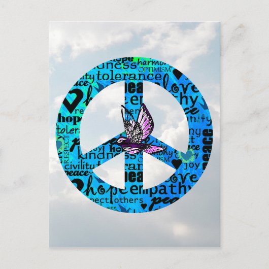 ハッピーニューイヤーとの和平サイン ポストカード (正面)