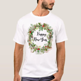 ハッピーニューイヤーとクリスマスリースマン Tシャツ