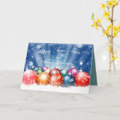 ハッピーニューイヤーとメリークリスマスのオーナメント カード (黄色い花)