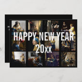 ハッピーニューイヤーとヨハネス・フェルメール・パッチワーク シーズンカード (正面/裏面)