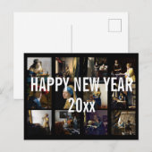 ハッピーニューイヤーとヨハネス・フェルメール・パッチワーク ポストカード (正面/裏面)