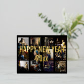 ハッピーニューイヤーとヨハネス・フェルメール・パッチワーク 箔シーズンポストカード (立ち正面)