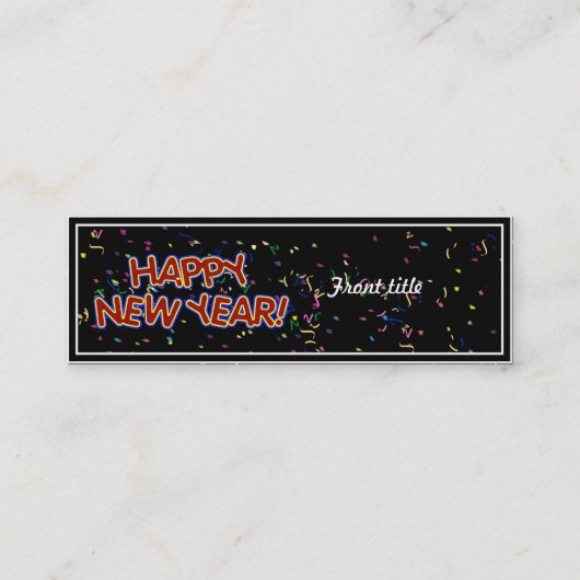 ハッピーニューイヤーと文字紙吹雪 スキニー名刺 (正面)