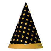 ハッピーニューイヤーと金ゴールド水玉模様 パーティーハット (左)