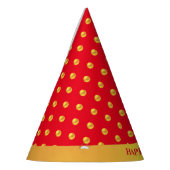 ハッピーニューイヤーと金ゴールド水玉模様 パーティーハット (左)