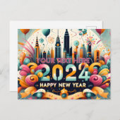 ハッピーニューイヤーのギフトカード2024 シーズンポストカード (正面/裏面)