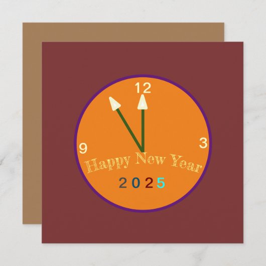 ハッピーニューイヤーのギフトカード2025 招待状 (正面/裏面)