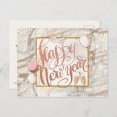 ハッピーニューイヤーのシャンパン、風船、紙吹雪 ポストカード (正面/裏面)