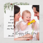 ハッピーニューイヤーのスクリプト家族写真 シーズンカード (正面/裏面)