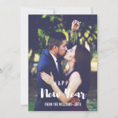 ハッピーニューイヤーのスケッチパーソナライズされた写真 シーズンカード (正面)