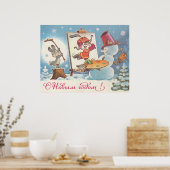 ハッピーニューイヤーのソ連ポストカードとヘアーアーティスト ポスター (キッチン)