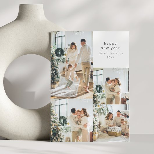 ハッピーニューイヤーのマルチ写真コラージュカスタムメッセージ シーズンカード