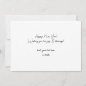 ハッピーニューイヤーのミニマリストのシックなフォトカード4 招待状 (裏面)