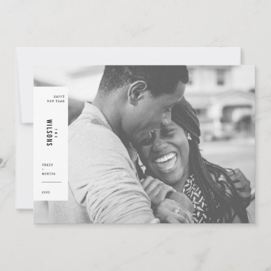 ハッピーニューイヤーのミニマルな美的写真 シーズンカード (正面)