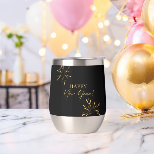 ハッピーニューイヤーのミニマルな花火ブラック (バチェラーパーティー)