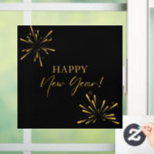 ハッピーニューイヤーのミニマルな花火ブラック ウィンドウサイン (ホーム)