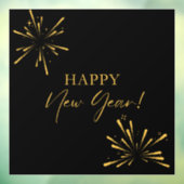 ハッピーニューイヤーのミニマルな花火ブラック ウィンドウサイン (シート3)