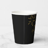 ハッピーニューイヤーのミニマルな花火ブラック 紙コップ (右)