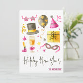 ハッピーニューイヤーの水彩 シーズンカード (スタンド正面)