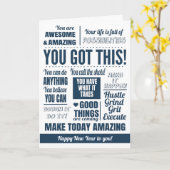 ハッピーニューイヤーやる気を起こさせる引用文 カード (黄色い花)