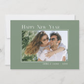 ハッピーニューイヤーエレガントシンプルセージ緑の写真 シーズンカード (正面)