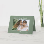 ハッピーニューイヤーエレガントシンプルセージ緑の写真 シーズンカード (正面)