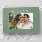ハッピーニューイヤーエレガントシンプルセージ緑の写真 シーズンカード
