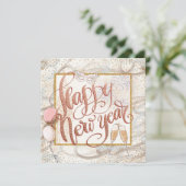 ハッピーニューイヤーエレガントスクリプトシャンパンバルーン シーズンカード (スタンド正面)