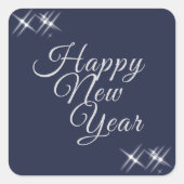 ハッピーニューイヤーエレガントスパークルズネイビーブルー スクエアシール (正面)
