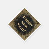 ハッピーニューイヤーエレガント金ゴールドとブラックグリッター スタンダードカクテルナプキン (角)