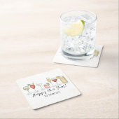 ハッピーニューイヤーカクテルドリンクウォーターカラーパーティー スクエアペーパーコースター (インサイチュ)