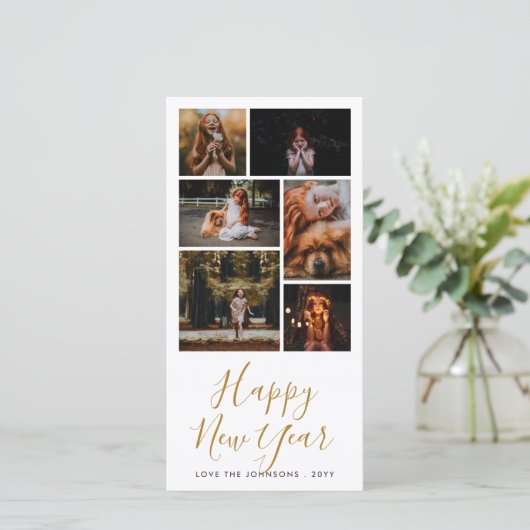 ハッピーニューイヤーカスタムグリーティングホリデーコラージュ シーズンカード (スタンド正面)