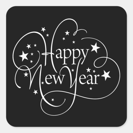 ハッピーニューイヤーカスタムステッカー スクエアシール (正面)