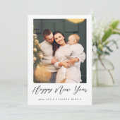 ハッピーニューイヤーカップル家族の恋人の写真カスタム サンキューカード (スタンド正面)