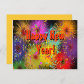 ハッピーニューイヤーカラフルおもしろいファジーSplat紙吹雪 ポストカード (正面/裏面)