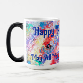ハッピーニューイヤーカラフル大理石抽象芸術 モーフィングマグカップ