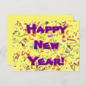 ハッピーニューイヤーカラフル紙吹雪すべての行事 ポストカード (正面/裏面)