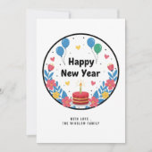 ハッピーニューイヤーカード - 名前または家族名をカスタマイズ シーズンカード (正面)