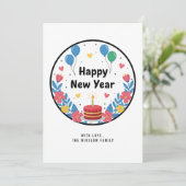ハッピーニューイヤーカード - 名前または家族名をカスタマイズ シーズンカード (スタンド正面)