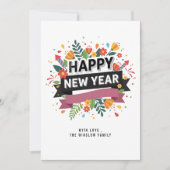 ハッピーニューイヤーカード - 名前または家族名をカスタマイズ シーズンカード (正面)