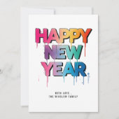ハッピーニューイヤーカード - 名前または家族名をカスタマイズ シーズンカード (正面)