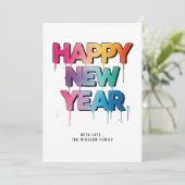 ハッピーニューイヤーカード - 名前または家族名をカスタマイズ シーズンカード (スタンド正面)