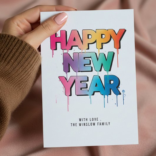 ハッピーニューイヤーカード - 名前または家族名をカスタマイズ シーズンカード