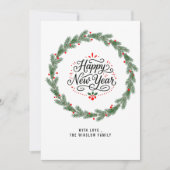 ハッピーニューイヤーカード - 名前または家族名をカスタマイズ シーズンカード (正面)