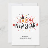 ハッピーニューイヤーカード - 名前または家族名をカスタマイズ シーズンカード (正面)