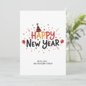 ハッピーニューイヤーカード - 名前または家族名をカスタマイズ シーズンカード (スタンド正面)
