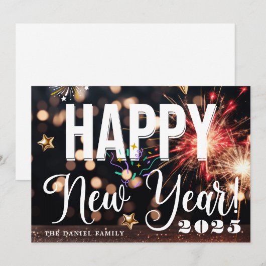 ハッピーニューイヤーカード 招待状 (正面/裏面)