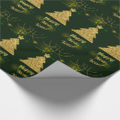 ハッピーニューイヤークリスマスグリーンホリデー ラッピングペーパー (角)