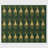 ハッピーニューイヤークリスマスグリーンホリデー ラッピングペーパー (フラット)