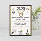 ハッピーニューイヤークロックパーティの招待状 シーズンカード (スタンド正面)